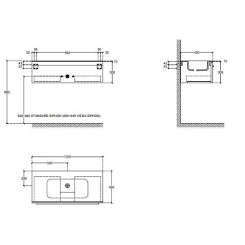 Falper 7.0 Тумба подвесная 100х45х30см, с раковиной Ceramilux, c 1 отв., цвет: белый. V3B-3