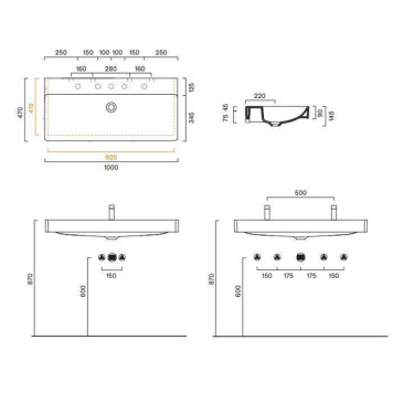 Catalano Green Раковина 100х47см, без отв., цвет: белый глянцевый. 0421000001-2