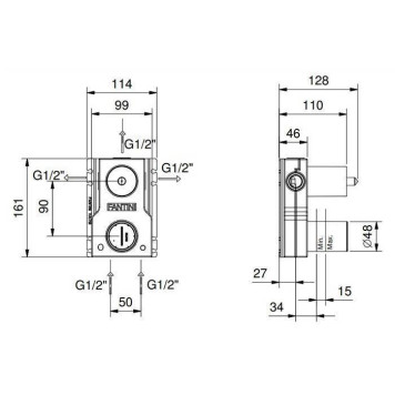Fantini Внутренняя часть смесителя для душа, переключатель на 3 источника, 1/2-1