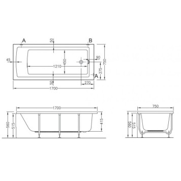 52280001000 Акриловая ванна Neon 170x75 VitrA 52280001000-1