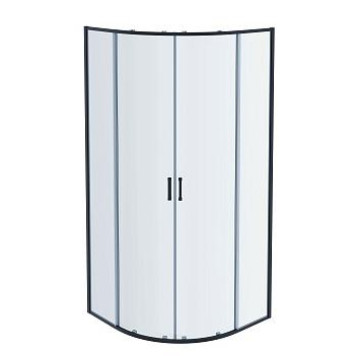 AQ ARI RO 08020BL Душевой уголок 1/4 круга, двери раздвижные 800x800x2000, профиль черный, стекло прозрачное AQ ARI RO 08020BL-1