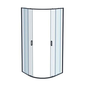 AQ ARI RO 08020BL Душевой уголок 1/4 круга, двери раздвижные 800x800x2000, профиль черный, стекло прозрачное AQ ARI RO 08020BL-2