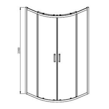 AQ ARI RO 08020BL Душевой уголок 1/4 круга, двери раздвижные 800x800x2000, профиль черный, стекло прозрачное AQ ARI RO 08020BL-4