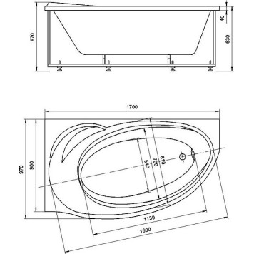 Бетта 170 лев.гидромасс.ПН с фр.экр. BET170-0000012-1