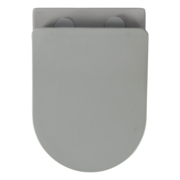 AQ1901-MG ЕВРОПА Унитаз подвесной безободковый 525360320мм, тонкое сиденье с механизмом плавного закрывания, крепеж, цвет матовый серый AQ1901-MG-1