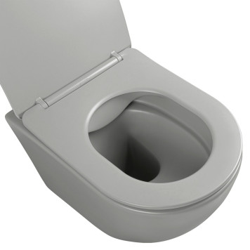 AQ1901-MG ЕВРОПА Унитаз подвесной безободковый 525360320мм, тонкое сиденье с механизмом плавного закрывания, крепеж, цвет матовый серый AQ1901-MG-2