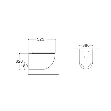 AQ1901-MG ЕВРОПА Унитаз подвесной безободковый 525360320мм, тонкое сиденье с механизмом плавного закрывания, крепеж, цвет матовый серый AQ1901-MG-7