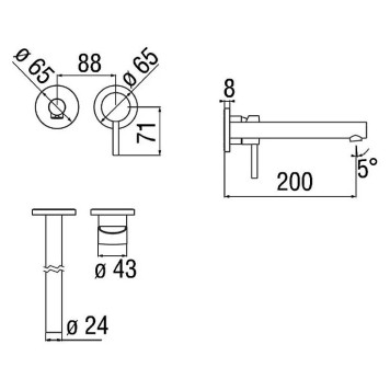 LV00499/1WM LIVE смеситель для раковины настенный на 2 отв.,матовый белый LV00499/1WM-1