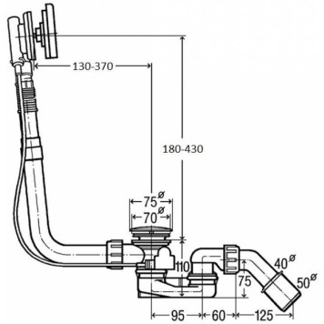 727741 Multiplex Trio Visign MT5 Слив-перелив с наливом, плоская конструкция (для установки требуется 33 мм), хром, модель 6161.60 727741-1
