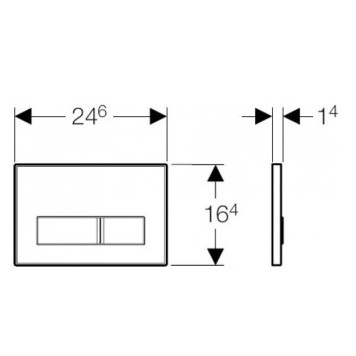 115.788.00.1 Смывная клавиша Geberit Sigma50 для двойного смыва к 111.300/350/361/362/380/390/796, заполнение материалом заказчика 115.788.00.1-1