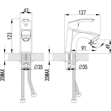 LM1106Cplus STRIKEСмеситель для умывальника монолитный, хром LM1106C-1