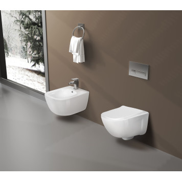 AQ2012B-00 ДИВА Унитаз подвесной безободковый с функцией биде (смеситель в компл) 510350360мм, тонкое сиденье soft-close, крепеж AQ2012B-00-8