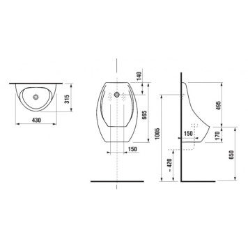 ZRU9310181 ACCESS писсуар с ИК сенсором задний подвод воды ZRU9310181-1