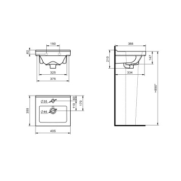 131177S0011B0 Умывальник Визит-40 с переливом белый (требуются кронштейны 1.8937.0.S99.980.5) 405х355 1.3117.7.S00.11B.0-3