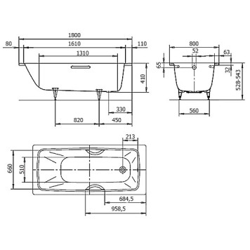 Ванна Cayono Мод.751 180х80x41 белый + anti-sleap+easy-clean 275130003001-1