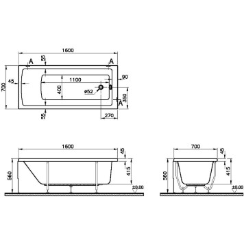 52520001000 Акриловая ванна Neon 160x70 VitrA 52520001000-1