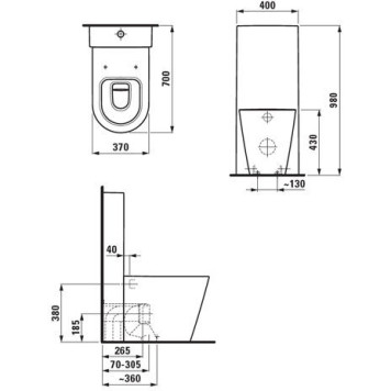 Kartell 2333.1.000.000.1 Напольный приставной унитаз K BY LAUFEN белый 8.2333.1.000.000.1-2