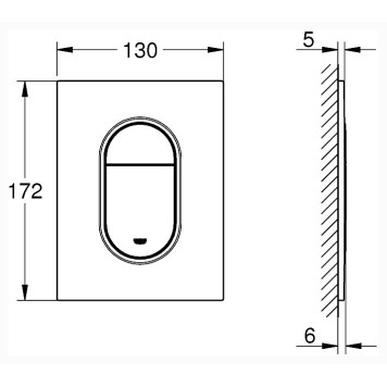 37624000 Arena Cosmopolitan Панель смыва для унитаза, размер S, хром 37624000-2