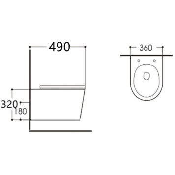 AQ1904-00 ВЕГА Унитаз-компакт подвесной безободковый 490360320мм, тонкое сиденье с механизмом плавного закрывания, крепеж AQ1904-00-1