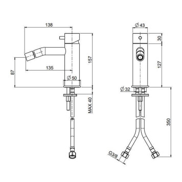 QuadroDesign Source Смеситель для биде, на 1 отв., цвет: brushed stainless steel-2