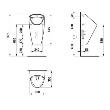 Laufen Caprino Plus писсуар безободковый Rimless, внутренний подвод воды, белый-1