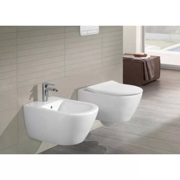Villeroy amp;Boch Subway 2.0, Унитаз подвесной 370*560*365, безободковый, в комплекте сиденье SlimSeat, микролифт, цвет альпийский белый-11