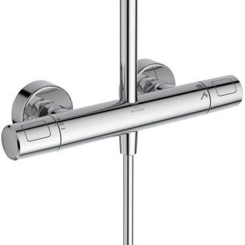 Ideal Standard Ceratherm T25 Душевая стойка, с термостатическим смесителем, ручным душем и шлангом, корпус Coolbody, руч. душ: 3 режима, верх. душ: 25см., цвет: хром. A8520AA-3