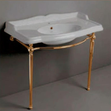 SIMAS Arcade Консоль 105х56см, c белой раковиной на 1 отв., напольная, цвет: консоли oro. AR874bi*1, ARCG2oro