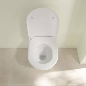 Villeroy amp;Boch Subway 2.0, Унитаз подвесной 370*560*365, безободковый, в комплекте сиденье SlimSeat, микролифт, цвет альпийский белый-7