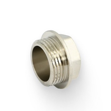 Заглушка Н 1/2 со шляпкой под плоскую прокладку, никелированная