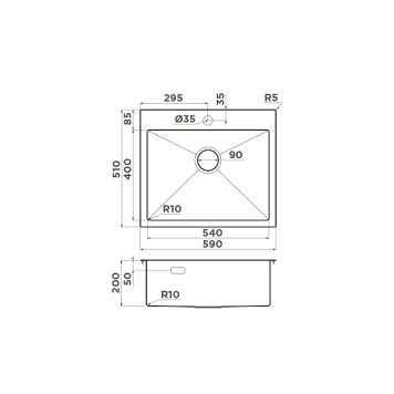 Omoikiri Akisame 59-IN Кухонная мойка нерж. сталь 59x51 см, цвет: нержавеющая сталь 4973055-1