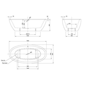 KNIEF Loom Ванна отдельностоящая 190x95x60см, цвет: белый. 0100-091-06, 0100-088-06-2