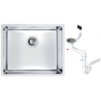 Alv 1100237 Kombino 50 Мойка U, r15, 1 чаша, 1 мм, SAT, 3½ 500х400х200 мм + сифон 1130550,шк 600 1100237