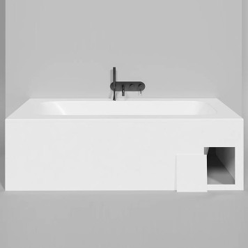 Salini Orlanda Plus Встраиваемая ванна 190х100х60cм, UpDown, сифон, щелевой слив-перелив, S-Stone, цвет: белый матовый. 102124M-3