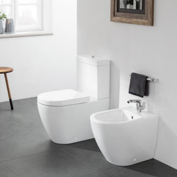 VilleroyBoch Subway 2.0 Сиденье для унитаза, с микролифтом, цвет: белый/нержавеющая сталь. 9M68S101-6