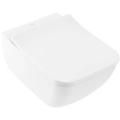 VilleroyBoch Venticello Унитаз 37.5х56х33см., подвесной, безободковый, в комплекте сиденье SlimSeat c микролифтом, CeramicPlus, цвет: альпийский белый. 4611RSR1