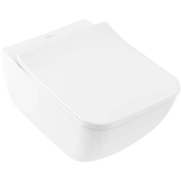 VilleroyBoch Venticello Унитаз 37.5х56х33см., подвесной, безободковый, в комплекте сиденье SlimSeat c микролифтом, CeramicPlus, цвет: альпийский белый. 4611RSR1