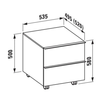 Laufen Space Шкаф на колесиках 535x495(520)x500(580) мм, 2 ящика, белый матовый. 4.1119.2.160.100.1-1
