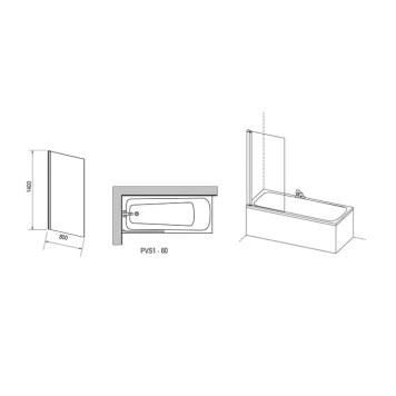 Ravak Pivot Шторка для ванны 80см., транспарент, цвет: белый. 79840100Z1-1