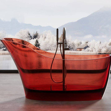 Dea Design Elegant Ванна 169x75x88см., отдельностоящая, Glasstek, прозрачная смола, цвет: pomegranate. DD8613 1690 R5-1