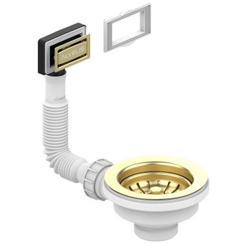 Alv 1144841 Выпуск для мойки 114 Gold new, с рамкой и заглушкой (гофра) 1144841