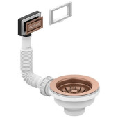 Alv 1144842 Выпуск для мойки 114 Copper new, с рамкой и заглушкой (гофра) 1144842