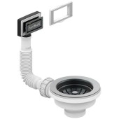Alv 1144843 Выпуск для мойки 114 Anthracite new, с рамкой и заглушкой (гофра) 1144843