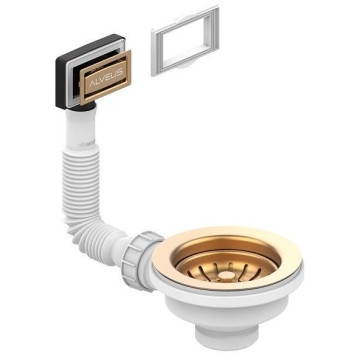 Alv 1144844 Выпуск для мойки 114 Bronze new, с рамкой и заглушкой (гофра) 1144844