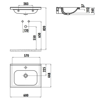 Раковина мебельная 45*60 см, IDEAL 60, цв. белый ID060-00CB00E-0000