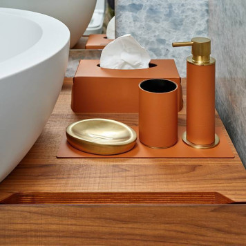 ADJ Плейсмат 45x30см., прямоугольный, натуральная кожа, цвет: коньяк/бордо-3