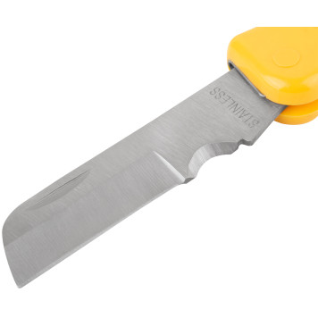 Нож электрика складной нержавеющий Профи, прямое лезвие 80 мм, прорезиненная ручка-6