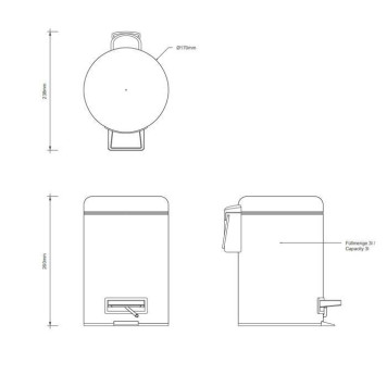 Decor Walther Universal Ведро с педалью, цвет: Черный матовый. 0615760-1