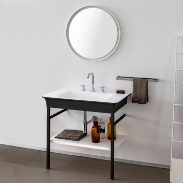 Agape Novecento XL Раковина на стальной базе 90x55x13 см, 3 отв., напольная, цвет: матовый белый/темный серый. ACER1072G, ACER10703RBG *3