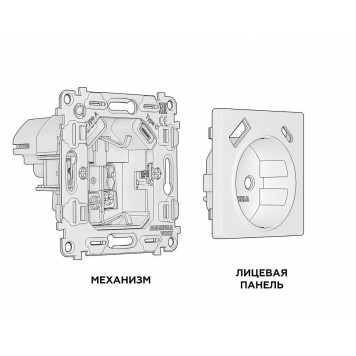 Розетка с заземлением и 2хUSB type A и C, без рамки Ambrella Volt Quant MA310010-3